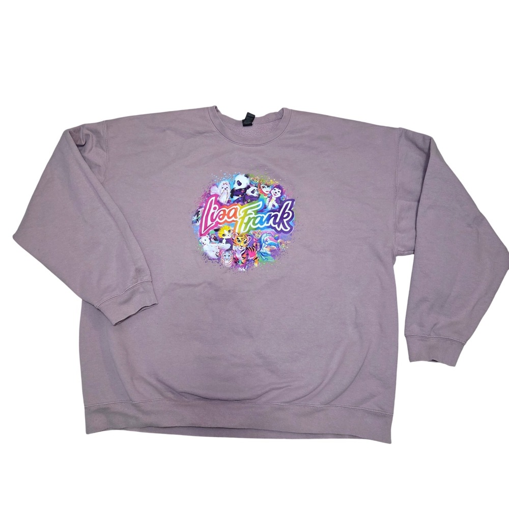Lisa Frank Crewneck Sweatshirt 2XL Pink Rainbow Animal Graphic Retro Y2K